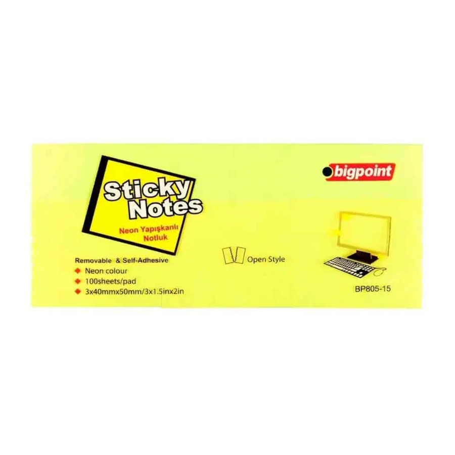 Bp Yapışkanlı Not Kağıdı 75x75 Neon Sarı